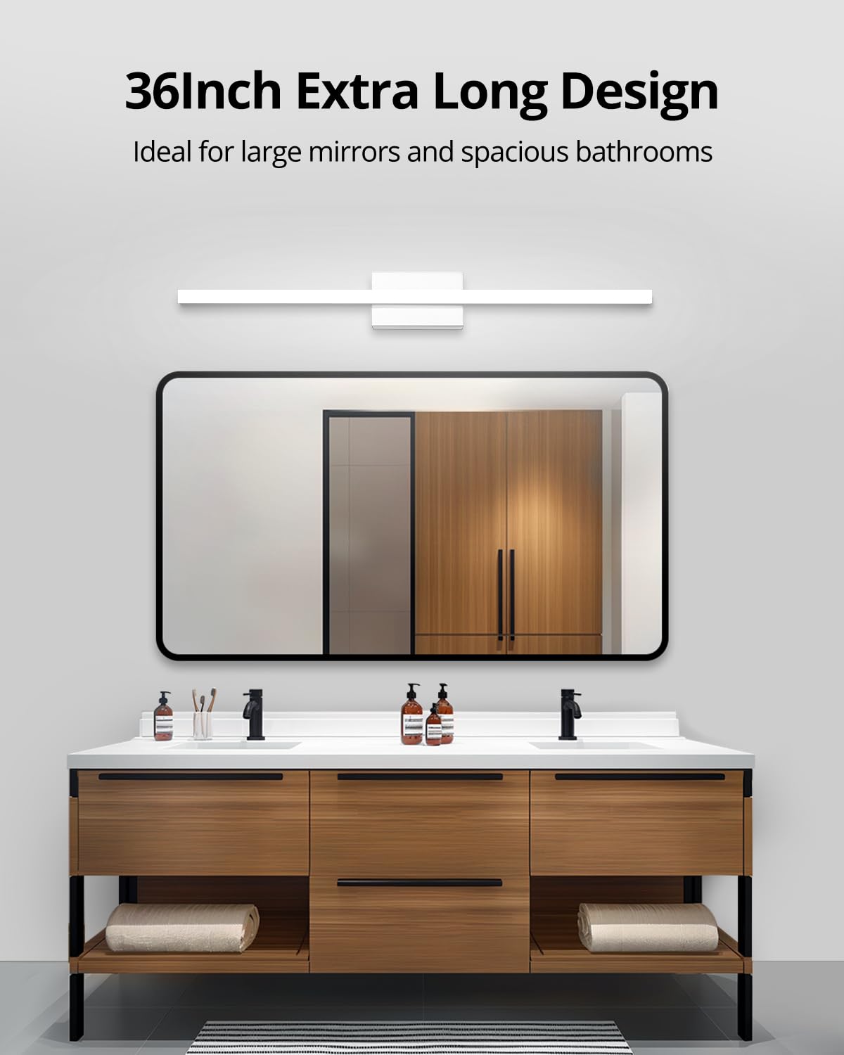 Combuh LED Vanity Lights Bar 36 Inch, 20W Bathroom Light Fixtures Over Mirror, IP44 Indoor Wall Mounted Sconces Modern for Washroom, Cool White 6000K