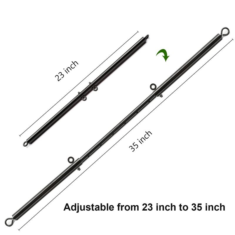 Adjustable Spreader Bar Set Adjustable Straps Sports Set Aid Training Fitness Kit,Home Yoga Gym Kit with Fur Flocking Storage Bag (Black+Black)