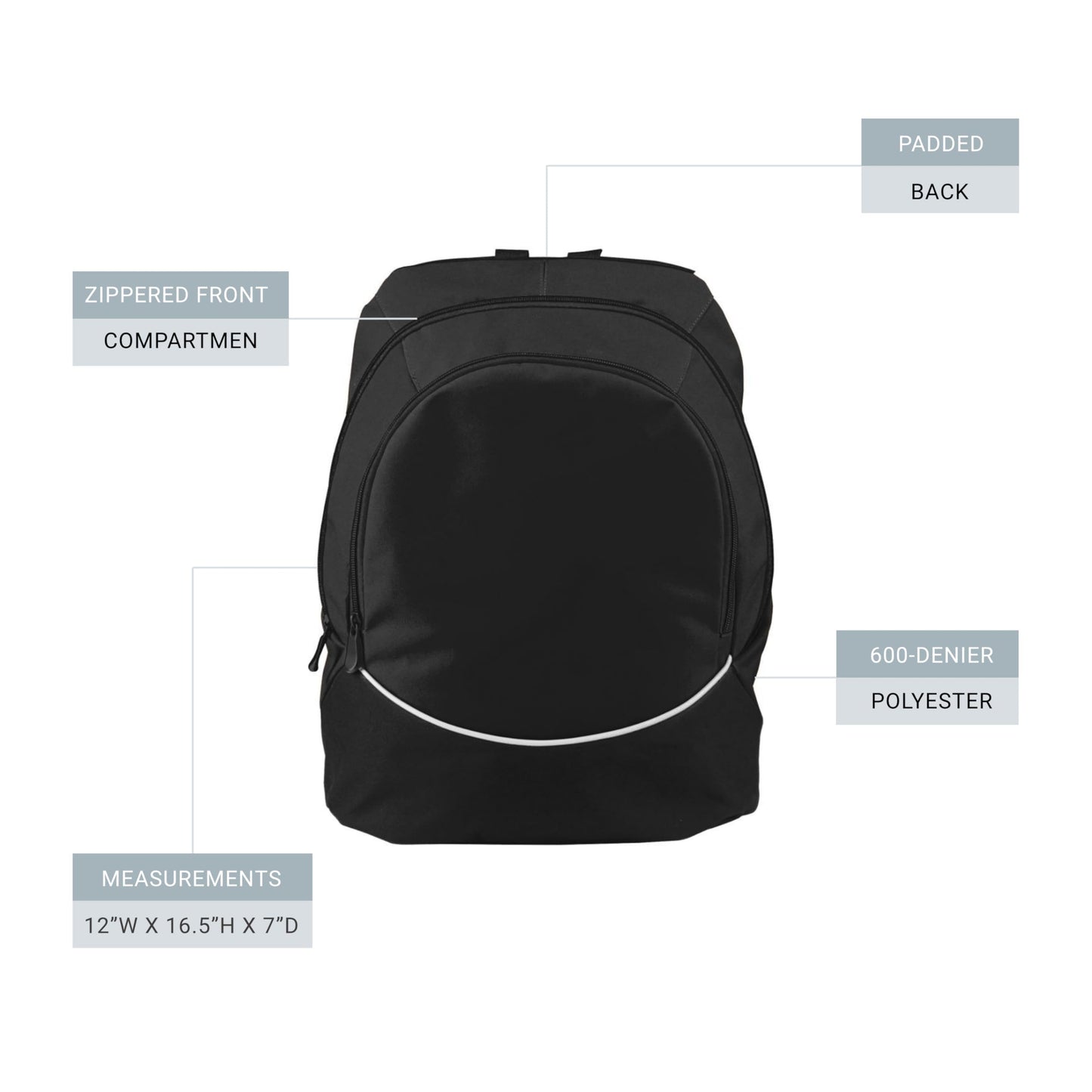 Augusta Sportswear Large Tri-Color Backpack, One Size, Black/Black/White