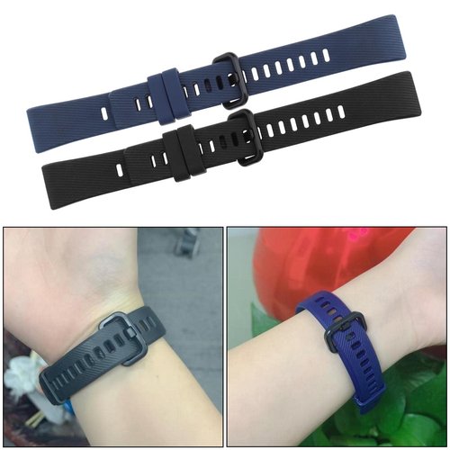ECSiNG Silicone Watch Strap Compatible with Huawei Band 4 Pro/Band 3 Pro/Band 3 Fitness Tracker Sport Watch Band Quick Release Wristband Black & Blue