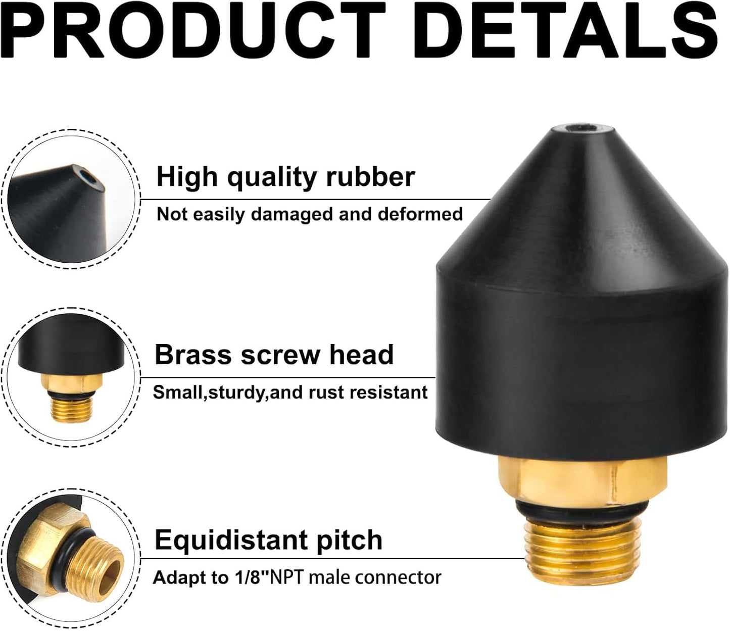 Kodilin 3PCS 1/8-Inch Rubber Tip Set for Air Blow Gun