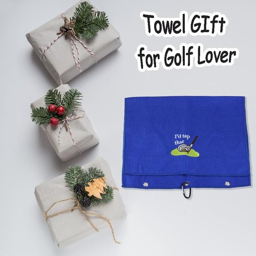 LEVLO Embroidered Golf Towel Gift Golf Lover Gift I'd Tap That Funny Golf Towel with Clip Gift for Men/Women (I'd Tap That)
