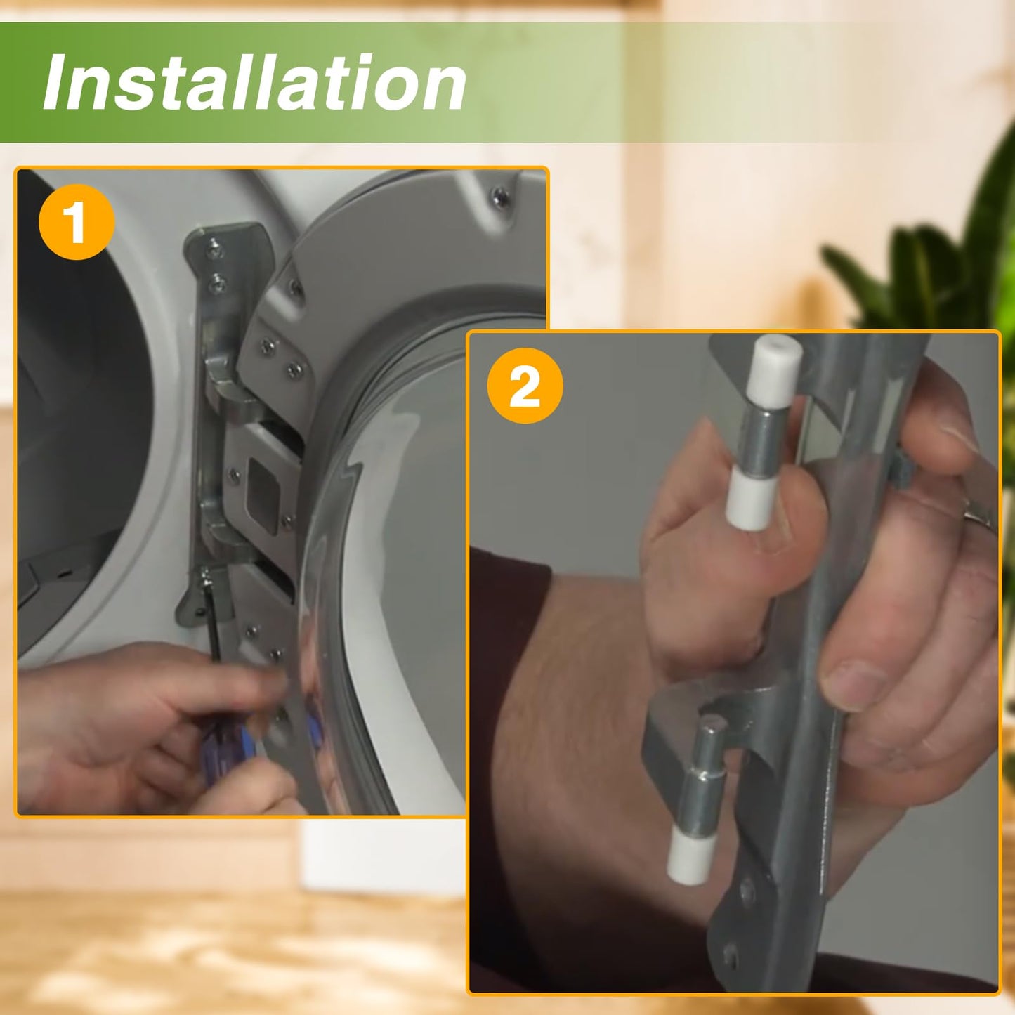 RUHUALIFE Dryer Washer Door Hinge with 4 Pin Caps Front Loader Dryer and Washer Door Hinge Compatible with Whirlpool Amana Maytag Crosley Replace#: W10208415 W10208414 W10208398