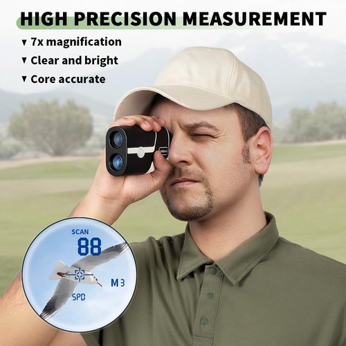JUSDOO Golf Rangefinder with Slope, 1200 Yards Laser Rangefinder for Golfing and Hunting, 7X Magnification with High-Precision, Flag Pole Locking Vibration, Rechargeable Battary, with Carrying Case