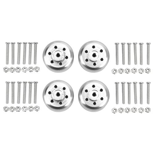 Hub Wheel Rims with Soft Rubber Tires, 4WD Rubber Tires Aluminum Alloy Wheel Hub for WPL C14 C24 B14 B24 B16 B36 1/16 RC Car Upgrade Part(Silver), car model accessories