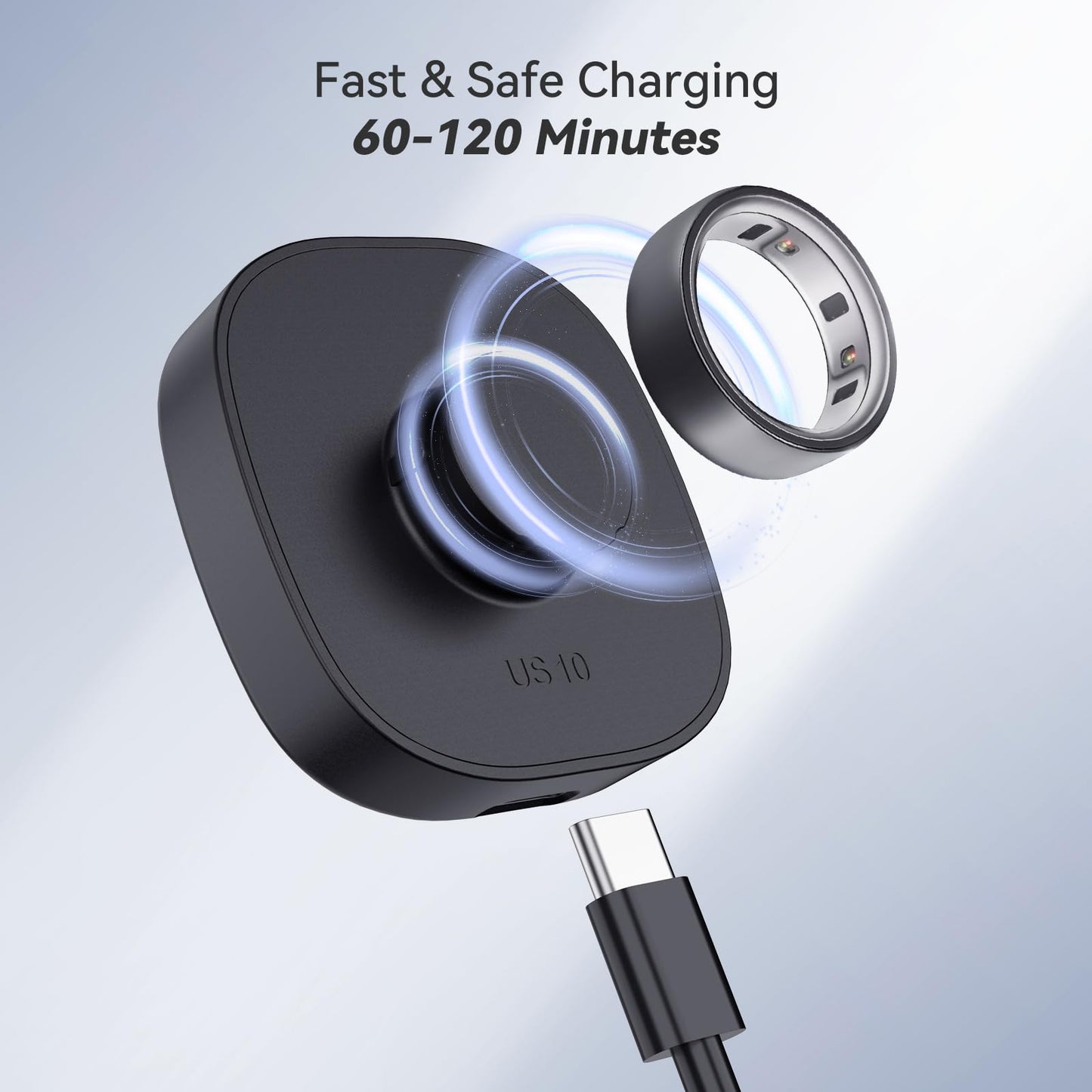 Compatible with Ou-ra Ring Gen4 - Smart Ring Charger Size 10, Portable Charging Dock with USB-C Cable