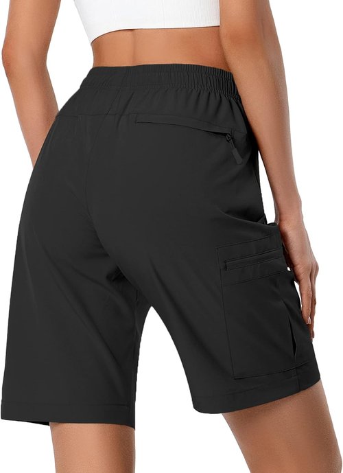 Hugut Women's Lightweight Hiking Cargo Shorts - Quick Dry, Water Resistant with Zipper Pockets | Ideal for Camping & Travel