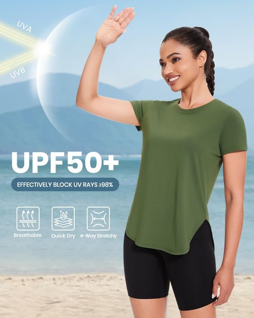 Cosy Pyro Workout Tops for Women - 4-Pack UPF 50+ Short Sleeve Yoga Shirts | Quick Dry Athletic Tees