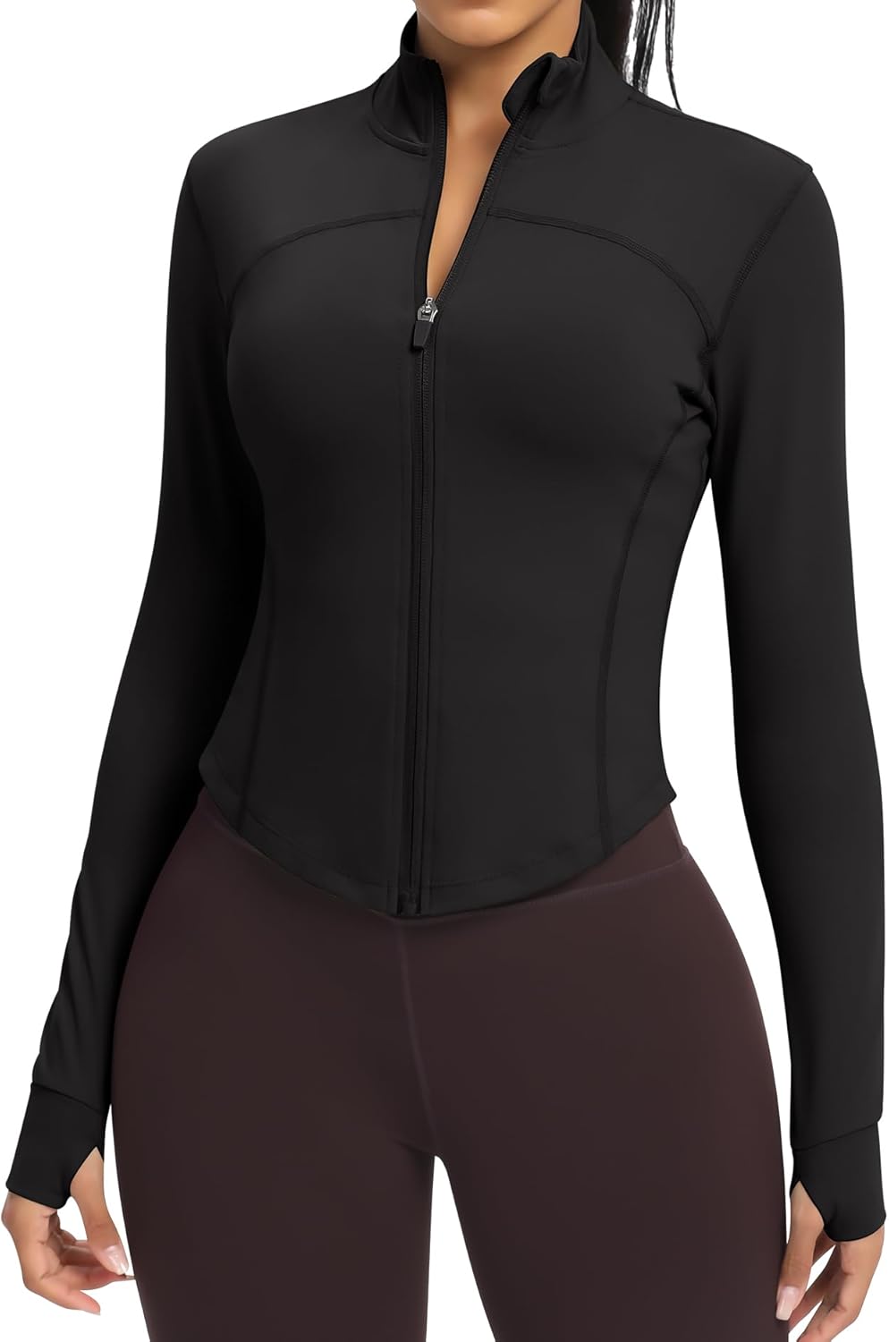 Skiennix Women's BBL Jacket - Full Zip Athletic Cropped Design with Thumb Holes for Running & Yoga
