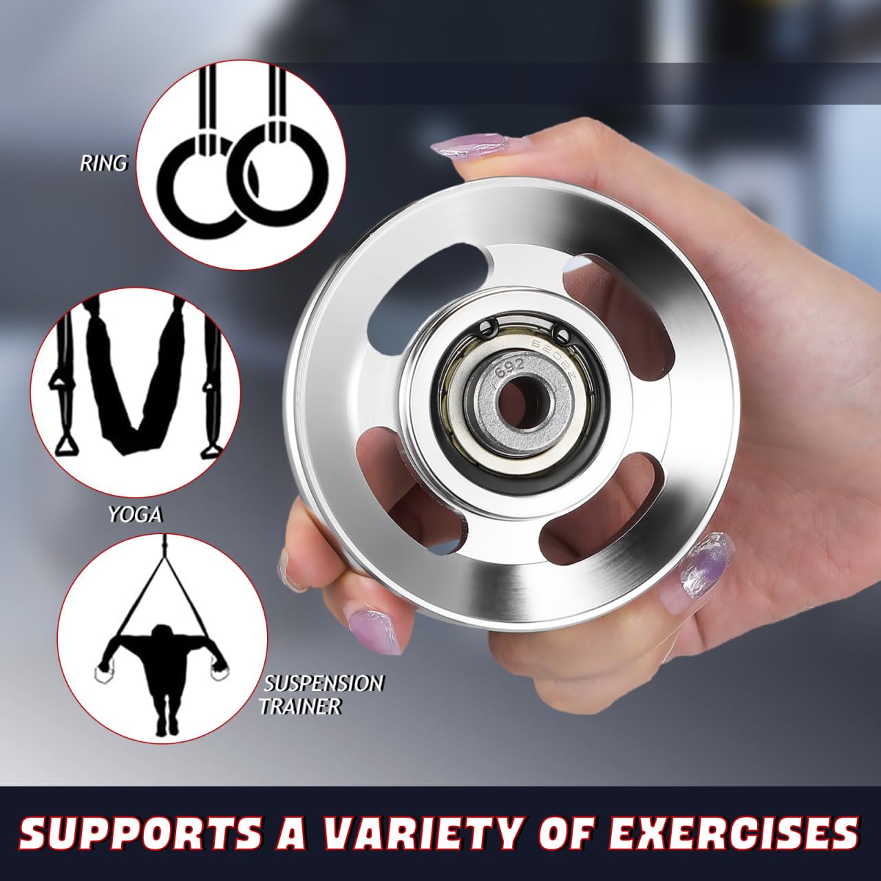 balacoo Gym Pulley Wheel Heavy Duty Aluminum Cable Pulley 3.46X4.72In Smooth Bearing System Exercise Machine Attachments Replacement for Home and Commercial Fitness Equipment