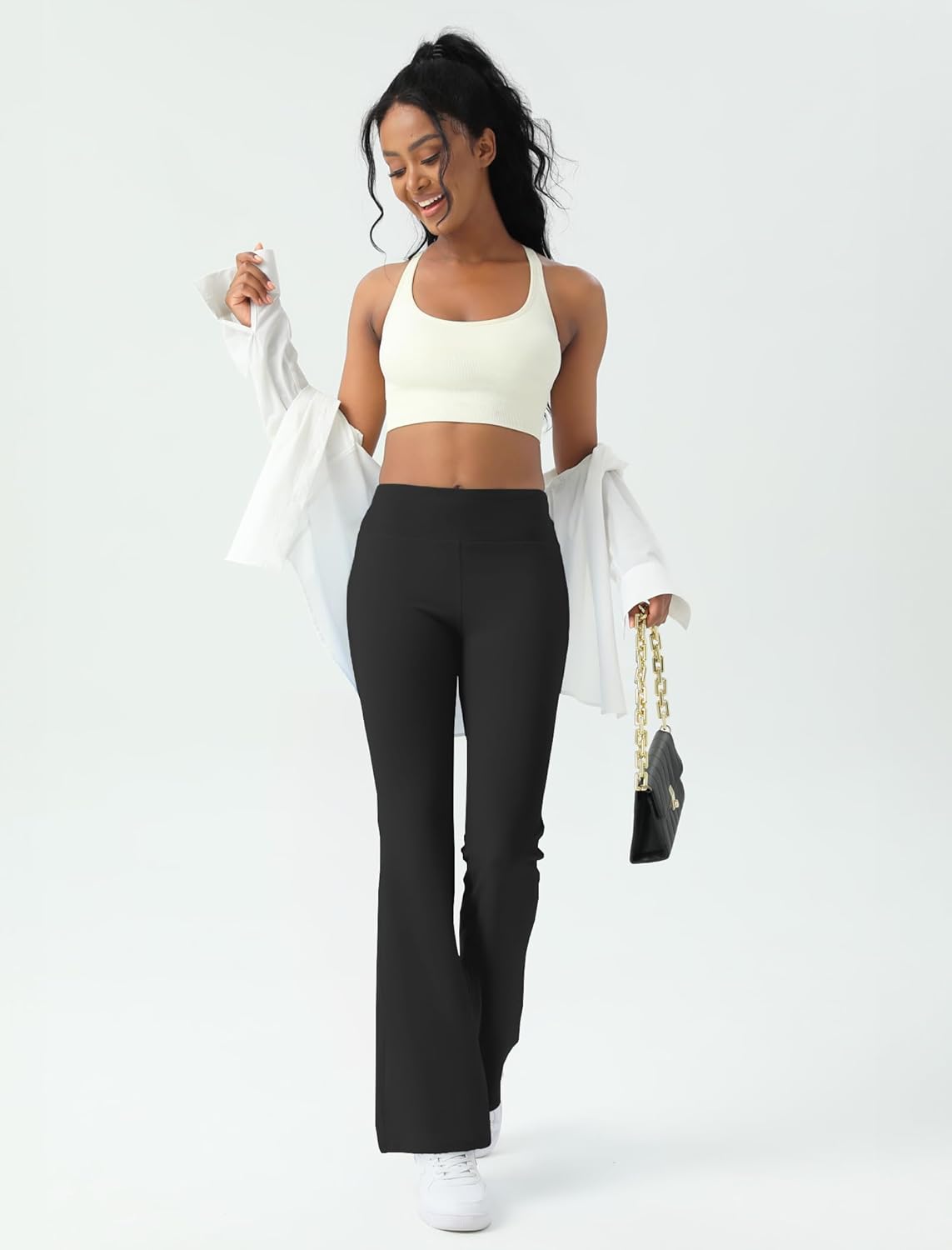 Skiennix Women's Yoga Pants - High Waisted Bootcut Flare Leggings with Tummy Control | Comfortable Fit