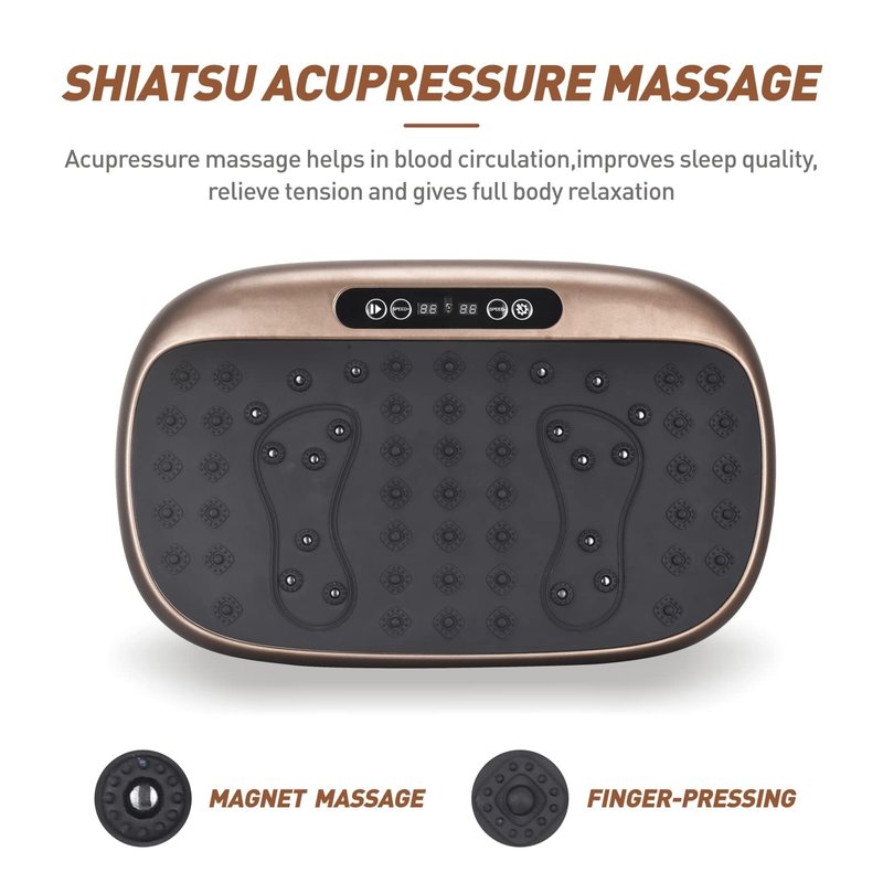 EILISON Atom Vibration Plate Exercise Machine - Full Body Vibration Plate for Lympathic Drainage with Acupressure - Home Fitness with Loop Bands for Weight Loss, 300lbs Capacity (Atom Brown)