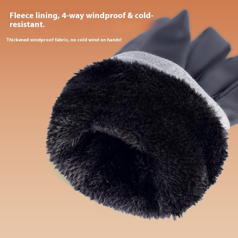 Waterproof Sherpa-Lined Ski Gloves for Men & Women - Black
