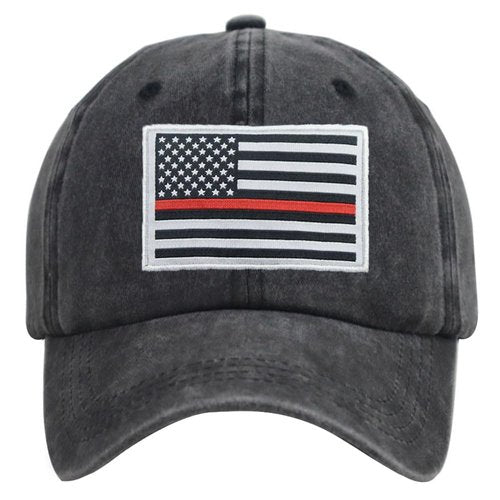 Thin Red Line Hats Women Men, Red Line Baseball Cap, American Flag Support Firemen Cap, Birthday Gifts Firefighter Axe Patriotic USA