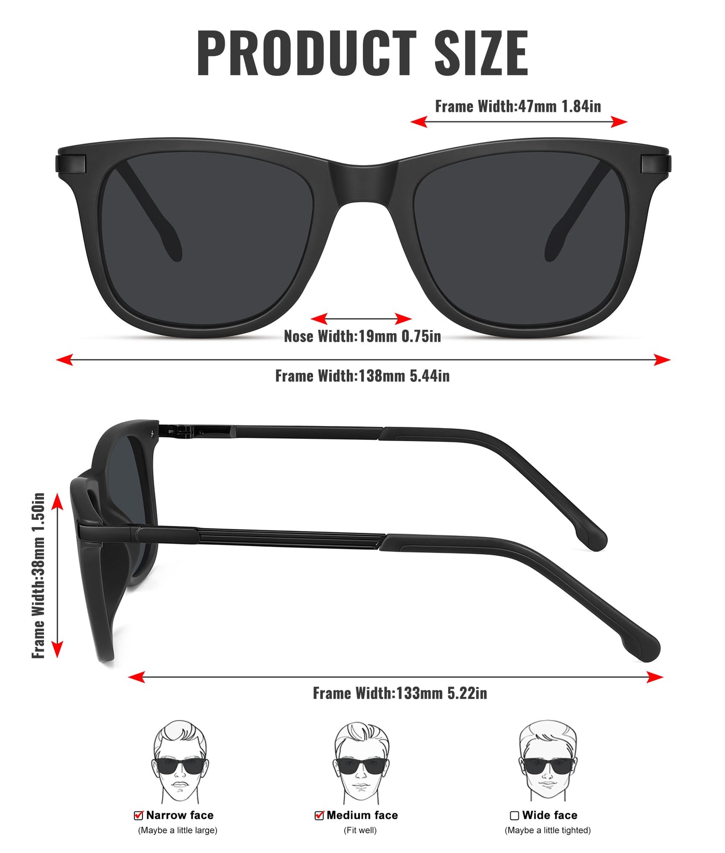 MEETSUN Small Polarized Sunglasses for Men Classic Retro Square Frame UV Protection Sunglasses for Fishing Driving