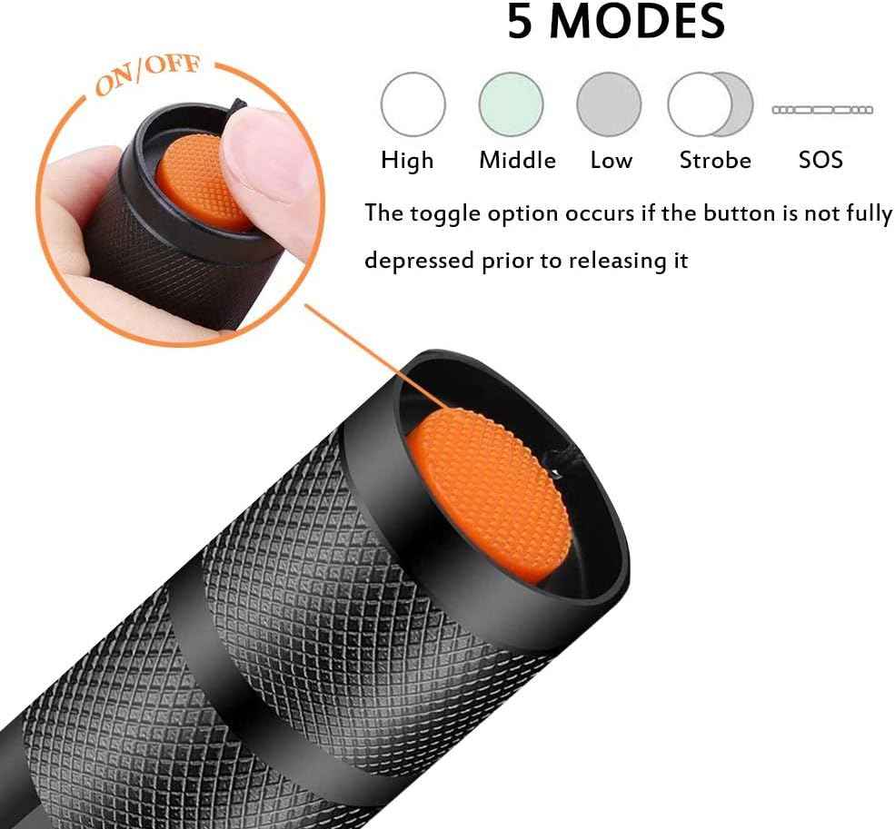 GaiGaiMall Military Grade High Lumen Flashlight Tactical LED Torch Flash Light Zoomable with 5 Light Modes，2-Pack