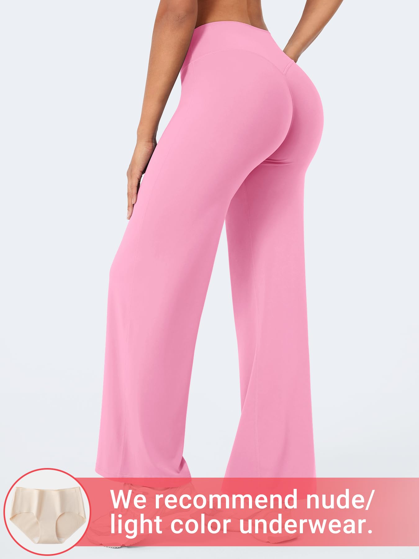 YEOREO Workout Womens Straight Leggings 29" Gym Yoga Pants Bubblegum Pink M