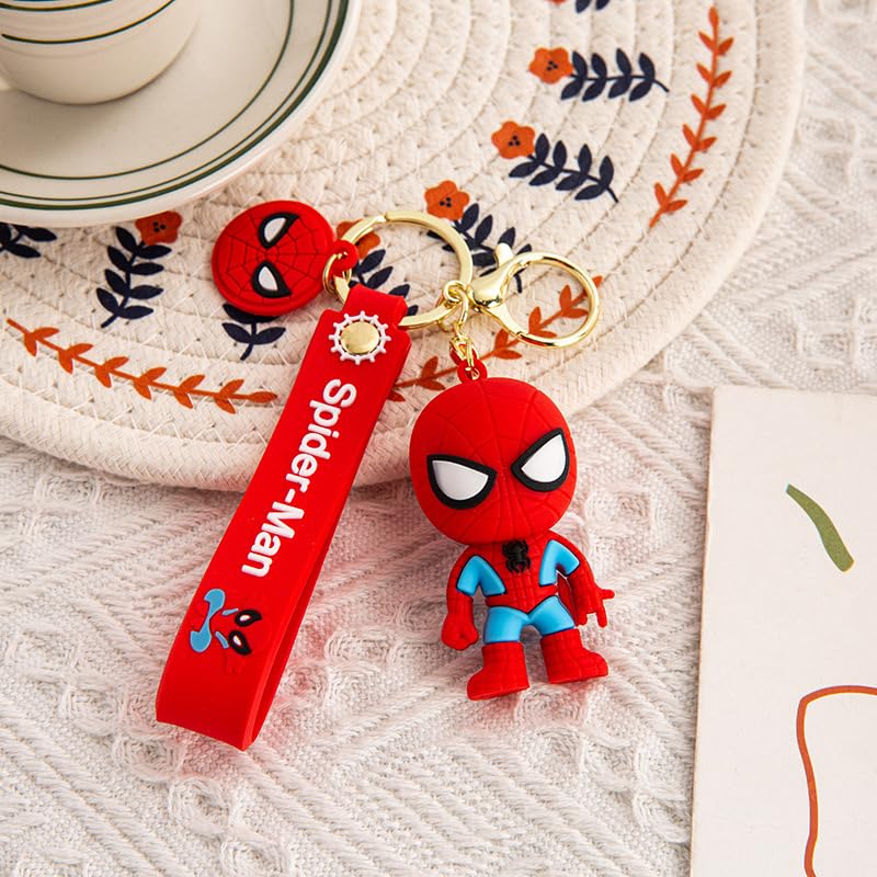 4pcs Kawaii Spider Keychains for Backpack & Car Decor - Cute Cartoon Accessories