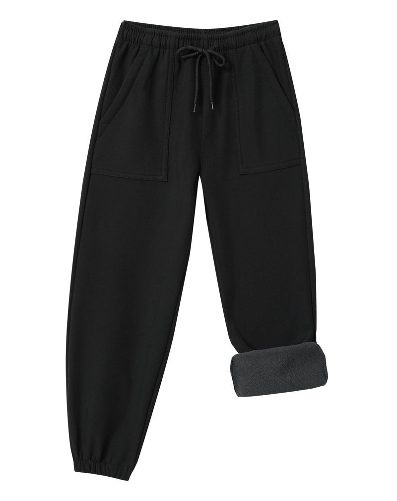 ZooYung Toddler Fleece Lined Warm Snow Hiking Pants Baby Boys Girls Winter Ski Sweatpants Kids Running Joggers(13766Black3T)