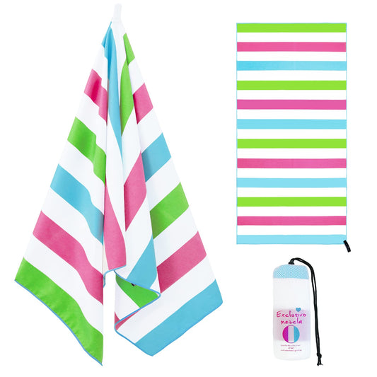 Exclusivo Mezcla Microfiber Quick Dry Beach Towel, Oversized Lightweight Sandfree Pool Towel for Swimming Camping Travel with Bag (Multicolor, 35x70 Inches)