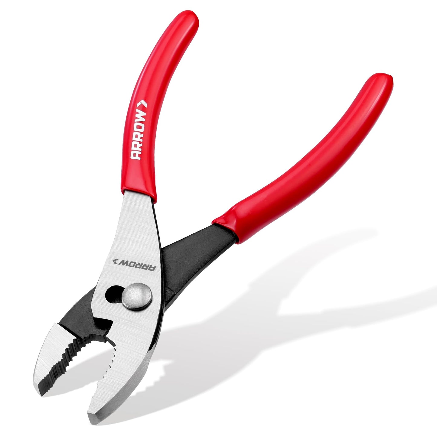 ARROW 8" Slip Joint Pliers, Pliers Tool with Thick Dip-Grip Handle, Strong Grip Jaws, High Carbon Steel, Pliers for Gripping, Loosening Nuts and Bolts, Cutting Steel Wire