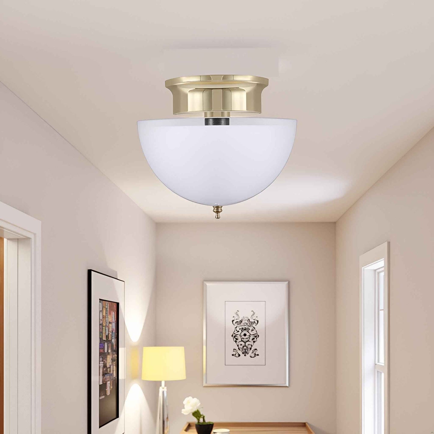 Aspen Creative 28008-15-2, Clip-on Dome Shade for A-Type Bulb Indoor Location Light Fixtures/White Finish, 7 5/8" Diameter x 4" Height, 2 Pack