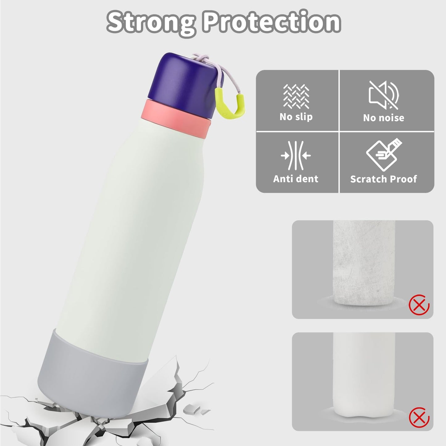 BKBY 2pcs Silicone Boot Compatible with Owala FreeSip Twist 24oz, Anti-Slip & Anti-Scratches Protective Sleeve Bottom Cover for Owala FreeSip Twist Water Bottle (Gray)