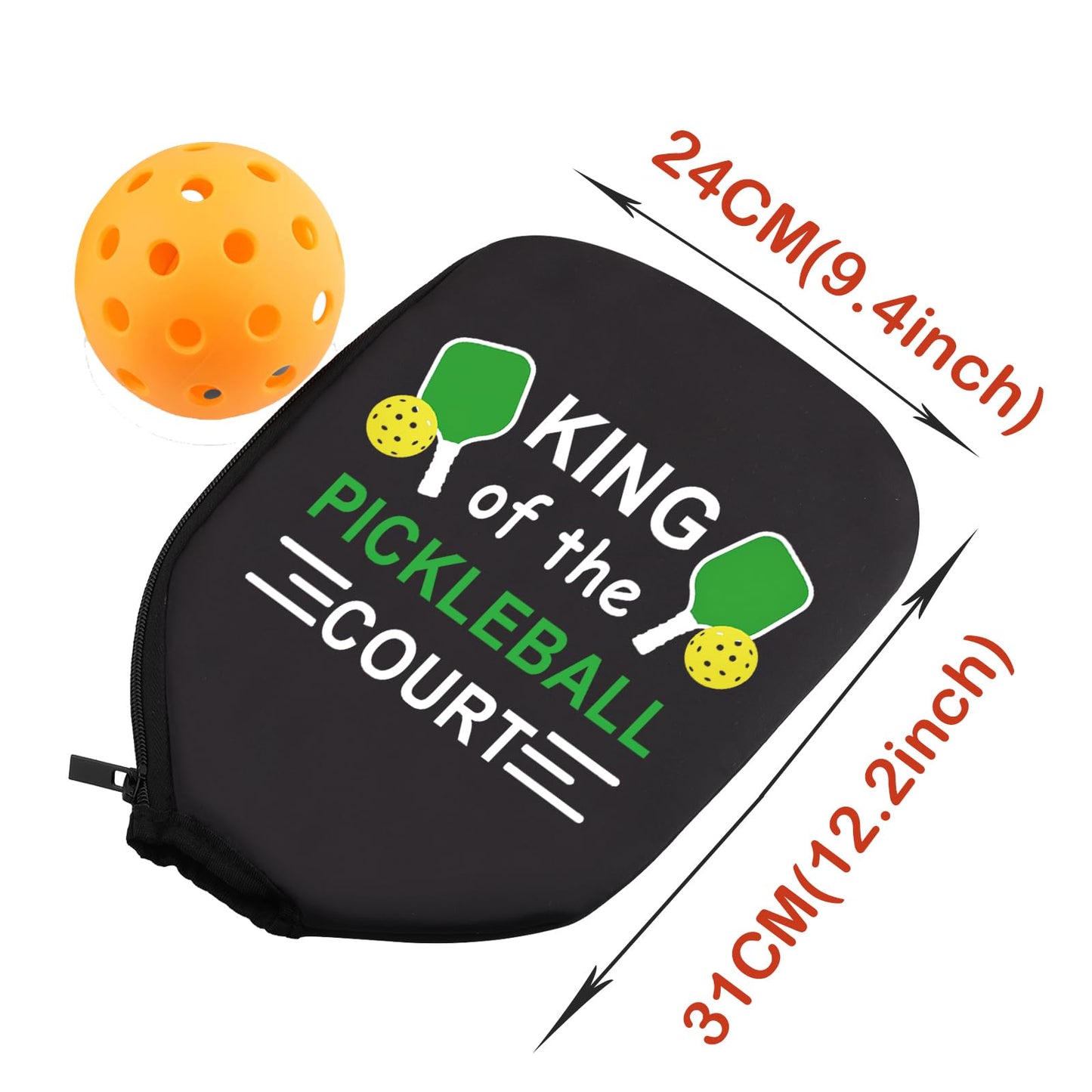 PWHAOO 2PC Queen/King Of The Pickleball Court Pickleball Paddle Covers Funny Pickleball Paddle Pouch Gift (King Of Pickleball Paddle)