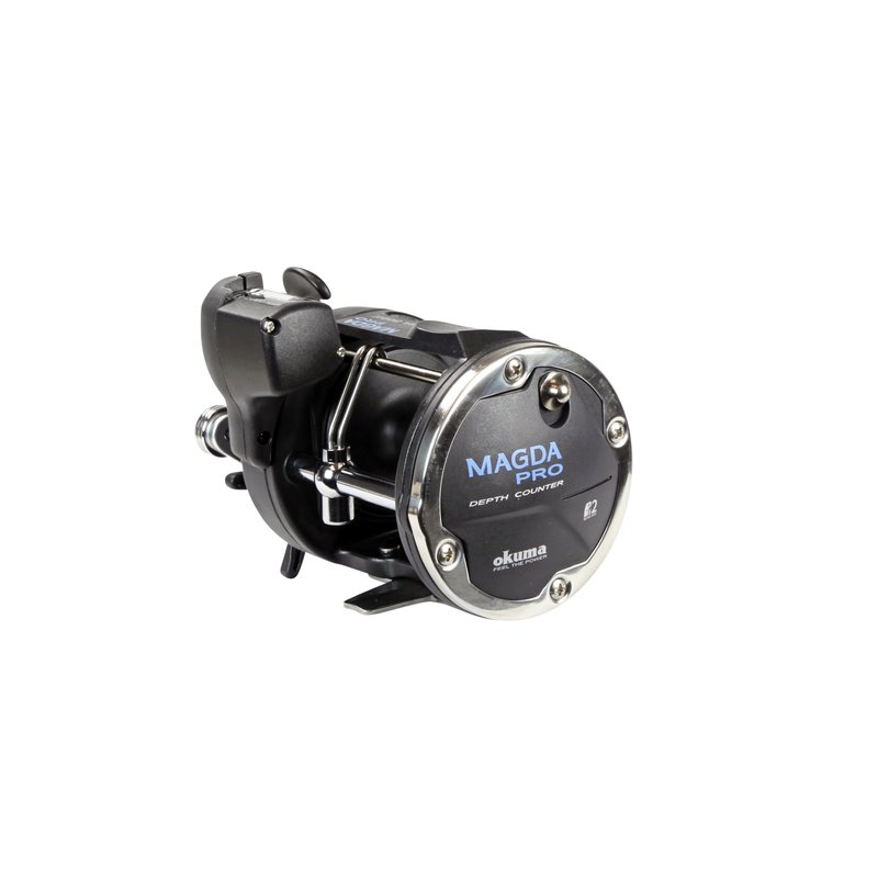 Okuma Magda Pro Line Counter Levelwind Trolling Reel, Small, Black/Silver, MA-30DX