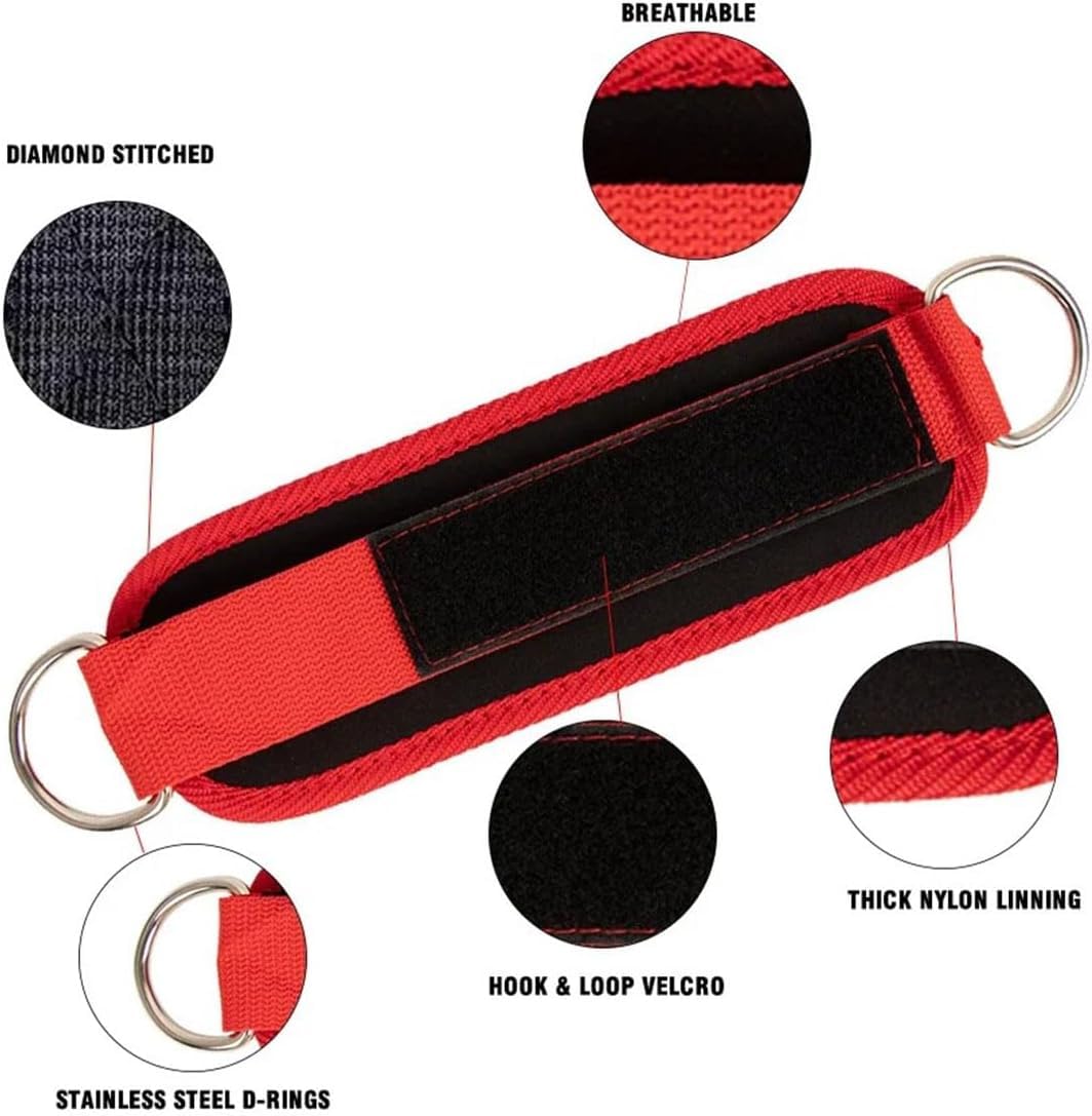 Ankle Strap Ankle Resistance Band Wrist Cuff Padded Straps Adjustable Fitness Glute Kickback D-Ring for Cable Machine Gym Foot Leg Training Brace Support 1 Pack (red)
