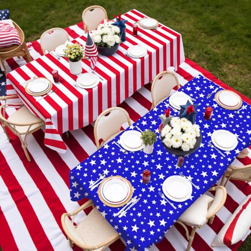 4th of July Tablecloth Set - American Flag Patriotic Design, 2PCS