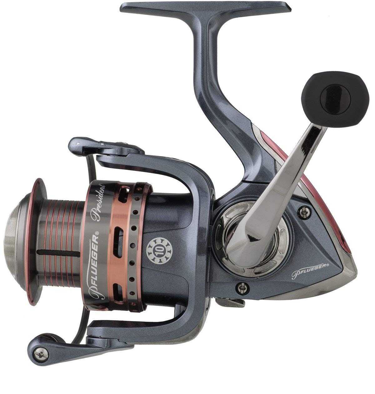 Pflueger Lady President Spinning Reel, Size 30 Fishing Reel, Right/Left Handle Position, Graphite Body and Rotor, Corrosion-Resistant, Aluminum Spool, Front Drag System, Multi