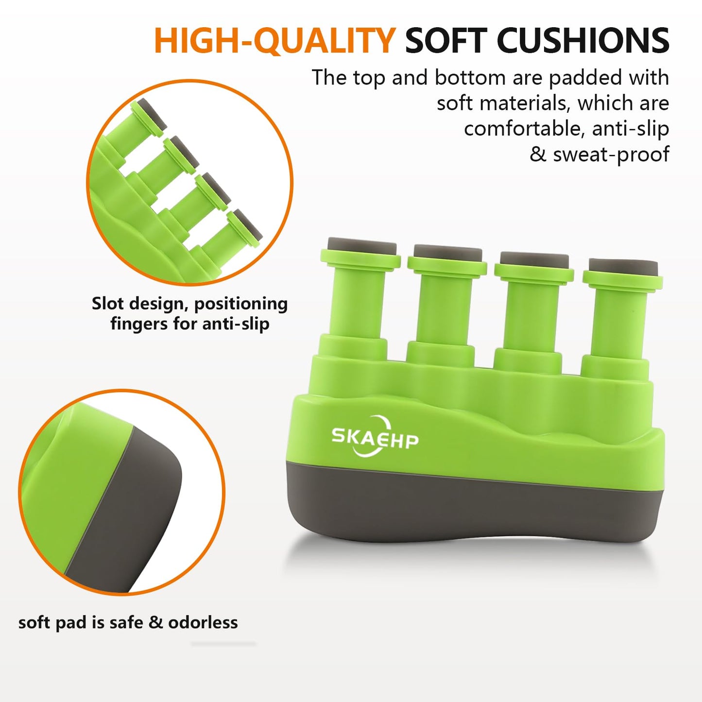 Hand Exerciser - Improves flexibility and strength in fingers, hands, and forearms - Adjustable tension for each finger - Simulated guitar strings help develop calluses - Comfortable workout (Green and Gray)