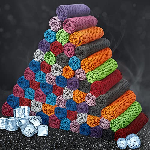 Cooling Towel Bulk - Microfiber Quick Cold Wraps, 32"x12" - Multicolor