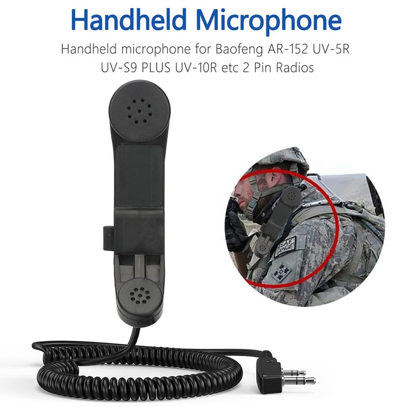Baofeng Military Grade Radio 2Pin K-Type Microphone Military Handheld Speaker Mic for BaoFeng AR-152 UV-5R UV-S9 Plus UV-82 UV-6R DM-5R Plus Kenwood Wouxun Qansheng Puxing HYT Two Way Radios