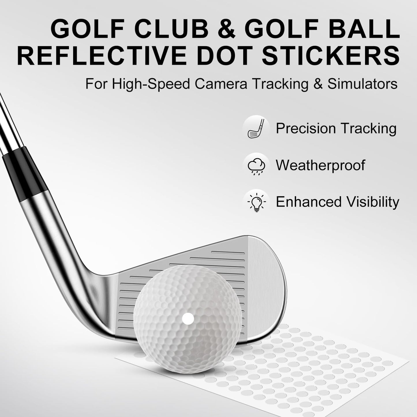 600 Dots 0.25" White Reflective Dot Stickers for Golf Club & Golf Ball, Weatherproof Golf Stickers with High-Reflective Glass Beads for Golf Launch Monitor & Golf Simulator & High-Speed Cameras