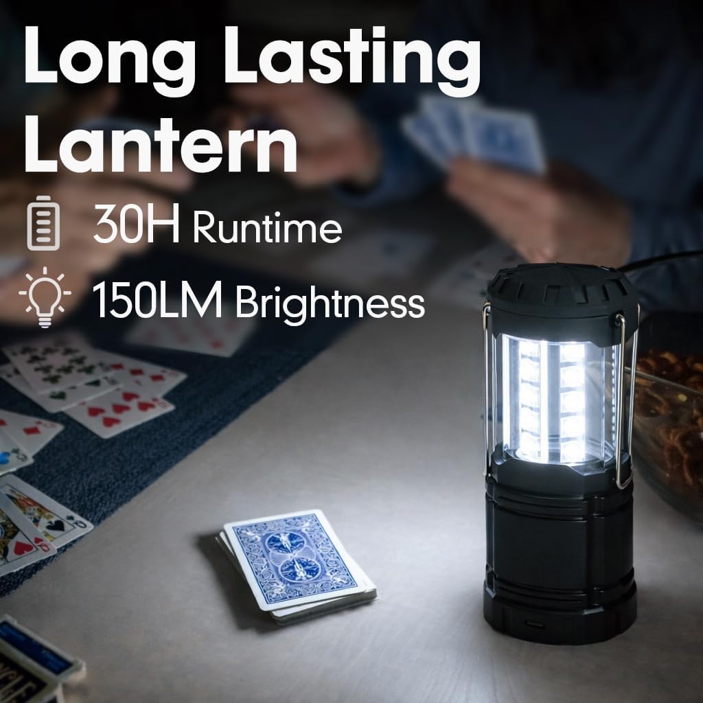 Skiennix Rechargeable Emergency Lanterns - USB-C & Solar Backup | 4 Pack, 1600mAh, 30H Runtime, Compact for Camping