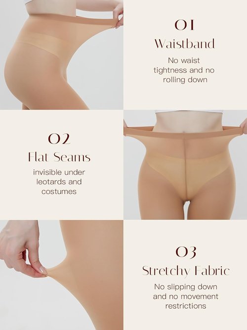 MANZI Convertible Dance Tights for Women - 3 Pairs of Ballet Stockings in Versatile Styles