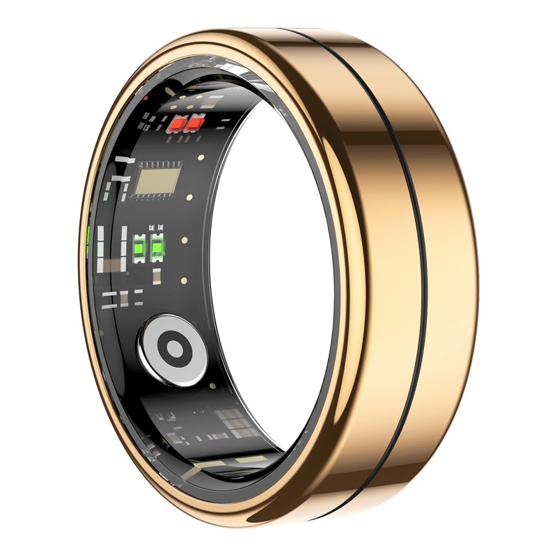 Yihou Smart Ring for Men Health Tracker Fitness Ring Sleep Monitor Heart Rate Monitor Sport Tracker No Subscription Fee for Android iOS Gold 13#