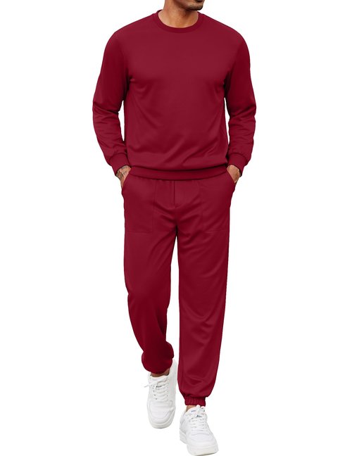 COOFANDY Men's Christmas 2 Piece Tracksuit Sets Crewneck Athletic Sweatsuit Jogging Pullover Shirts Long Sleeve Casual Sports Outfits