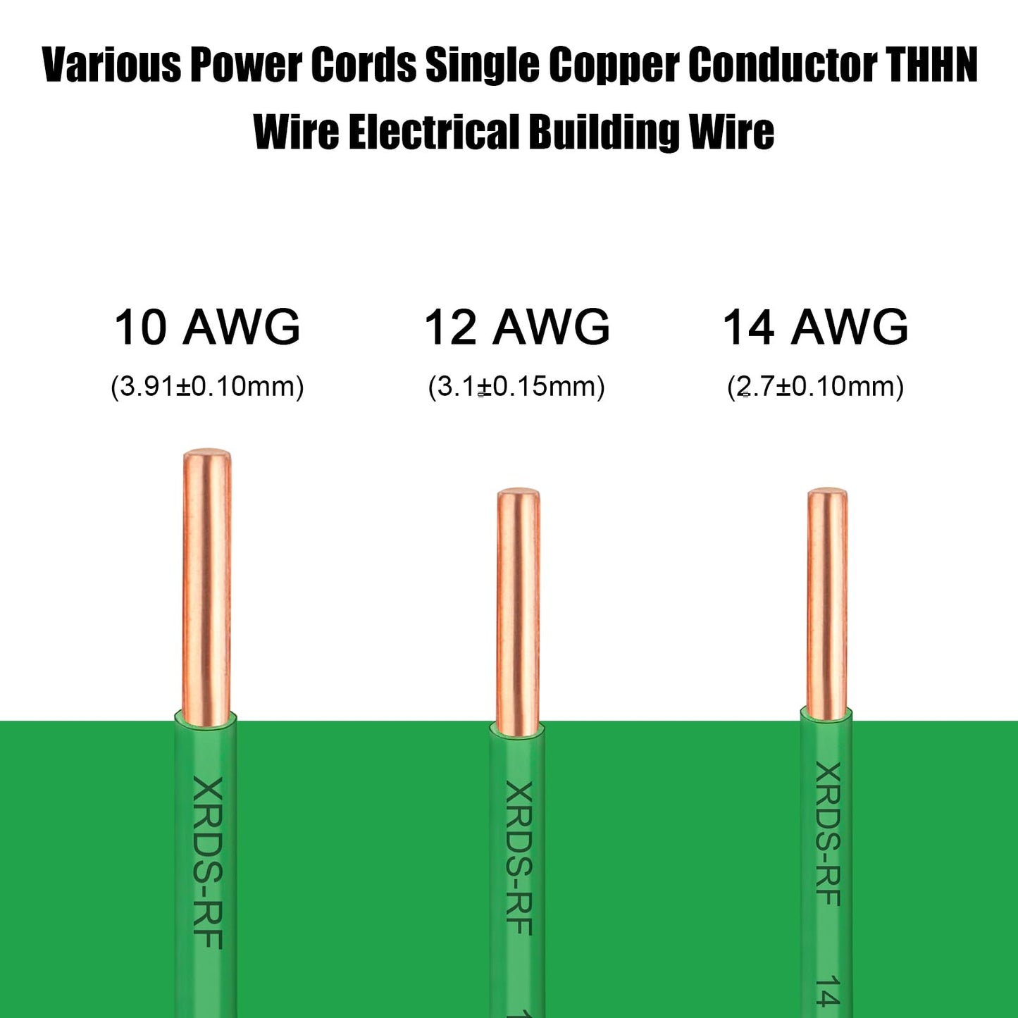 14 AWG THHN Wire 50FT – Single Bare Copper Conductor, Green Electrical Building Wire with Nylon Insulation for Panel Wiring, Grounding, Lighting Circuits, Control Systems