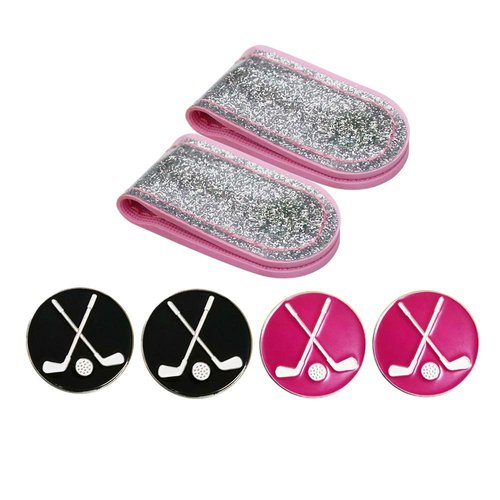 GOLTERS Glitering PVC Golf Hat Clip with Ball Marker (2 Hat Clip and Golf Ball Markers)