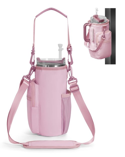 sportsnew Magnetic Gym Bag for Women Men, Water Bottle Carrier Holder with Strap & Phone Pockets for 40oz Tumbler with Handle, 4 Built-in Magnets Small Gym Bag for Sports, Workout, Fitness, Walking