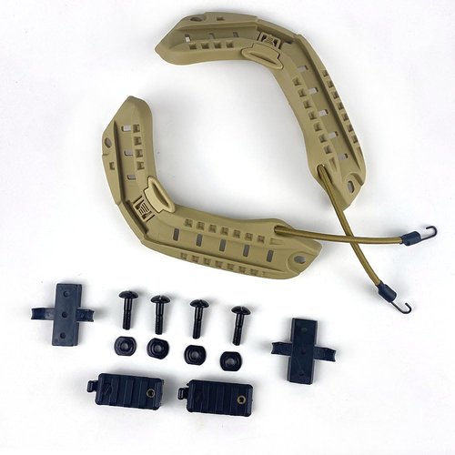 H World Shopping Tactical Airsoft Helmet Side Rail Guide Set + NVG DEVGRU Lanyard for Fast PJ BJ HighCut Helmet DE