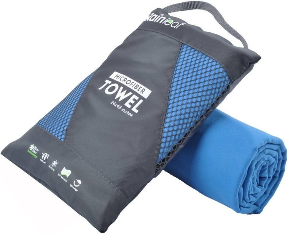 Rainleaf Microfiber Towel - Quick-Dry, Super Absorbent, Ultra Compact | Ideal for Travel, Gym, Camping, Beach