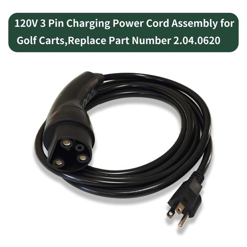 BTUYDTUY EV Golf Cart Charger Power Cord （Factory Replacement） 120V Replaces OEM # 2.04.0620.& 1 Canvas Storage Bag
