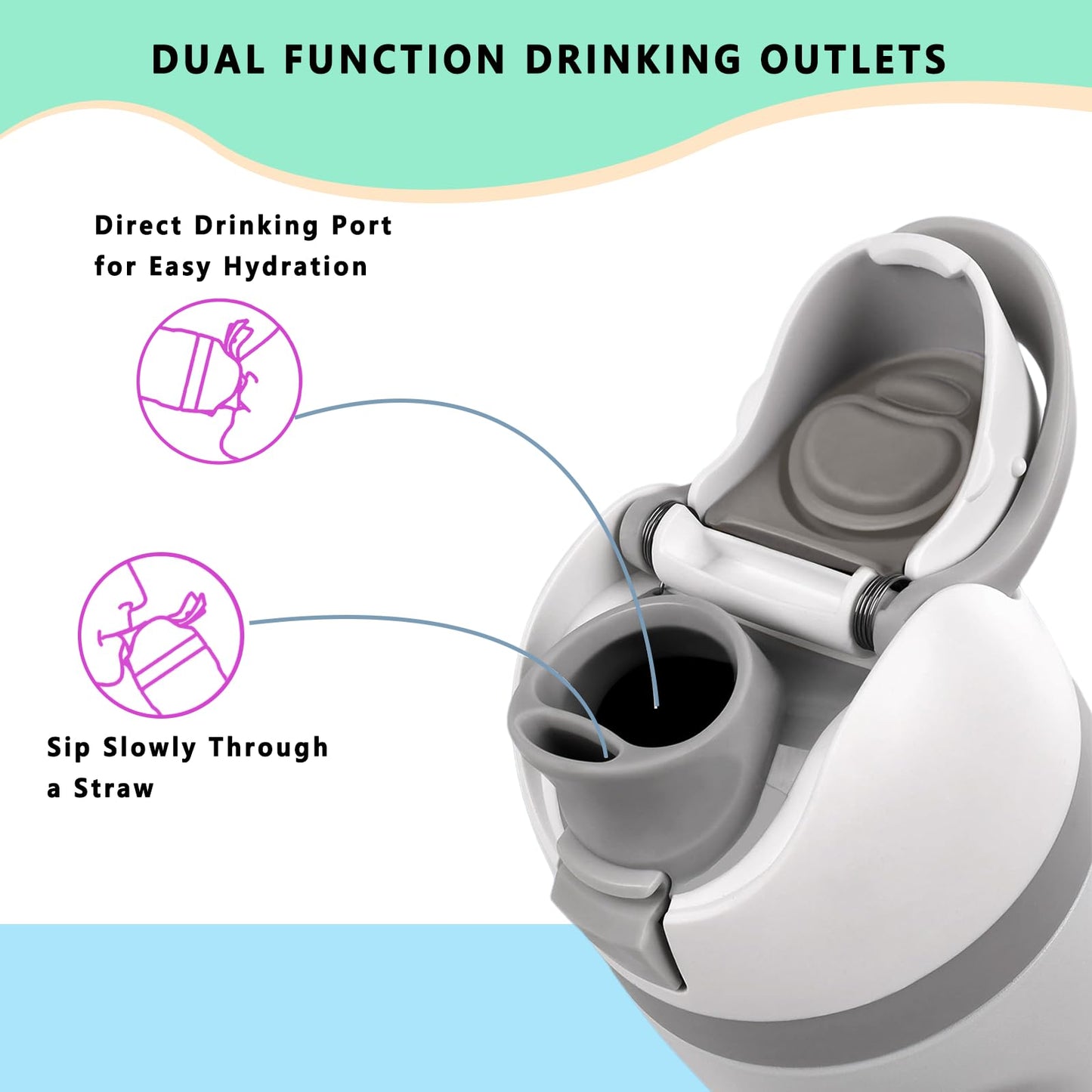 NTIERA Replacement Lid for Owala Freesip,Compatible with Owala Freesip Water Bottle 16oz 24oz 32oz 40oz,Premium Replacement Accessories for Owala Cap,LeakProof,BPA-Free(Ash White)
