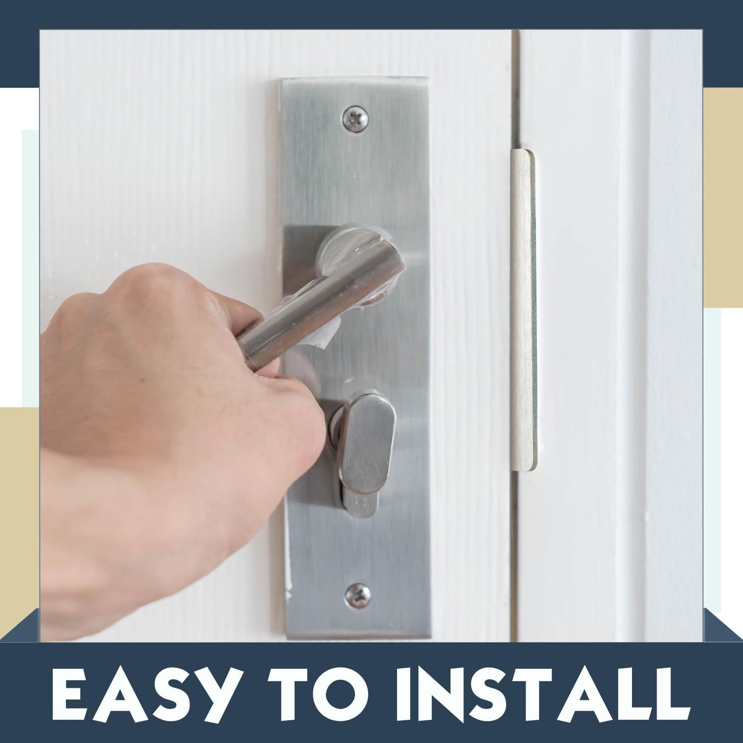 Tandefio 4 Pcs 4 7/8 x 3 3/8 x 1 1/4 Inch Deadbolt Strike Plate Stainless Iron Door Extended Strike Plate Door Reinforcement Backplate with Screws for Heavy Duty Residential Use (Silver)