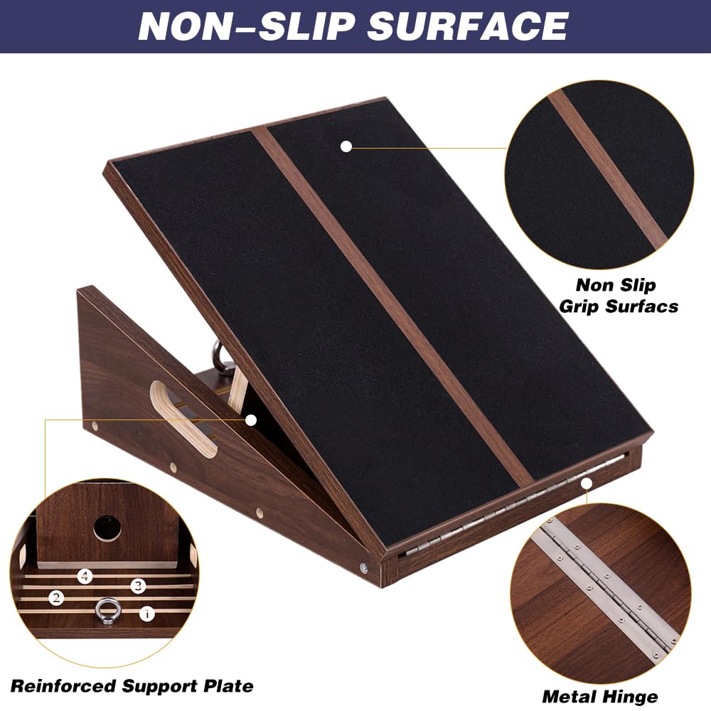 ABCDLIFE Slant Board for Calf Stretching & Relief, Adjustable Wooden Incline Slant Board for Squats, Calf Stretcher Board for Knees Ankle Heel Feet Leg, Home Gym Physical Therapy