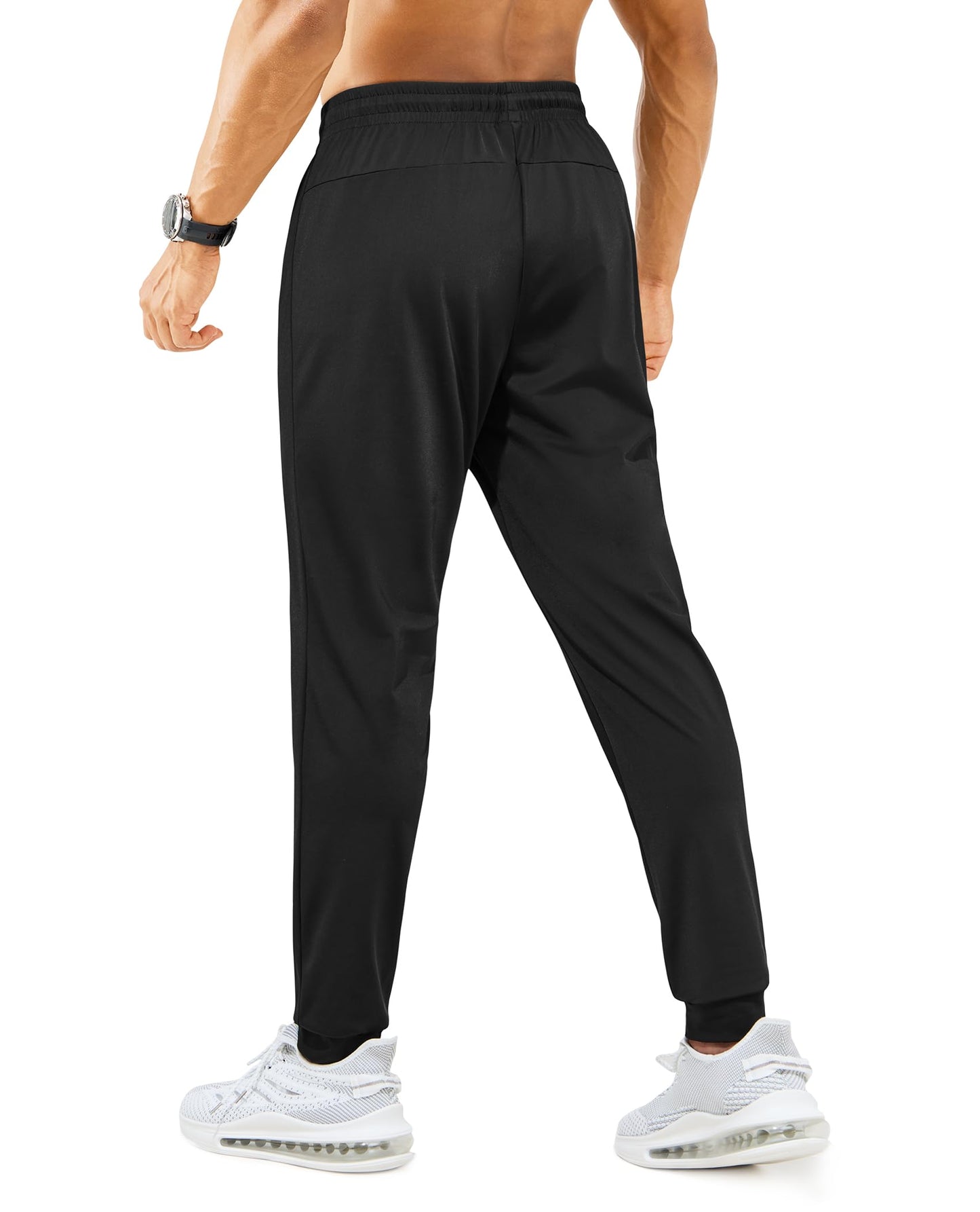 FOGFIRE Mens Sweatpants with Zipper Pockets - Lightweight Athletic Joggers for Workout, Running, Gym, Track, Casual Wear Black Large